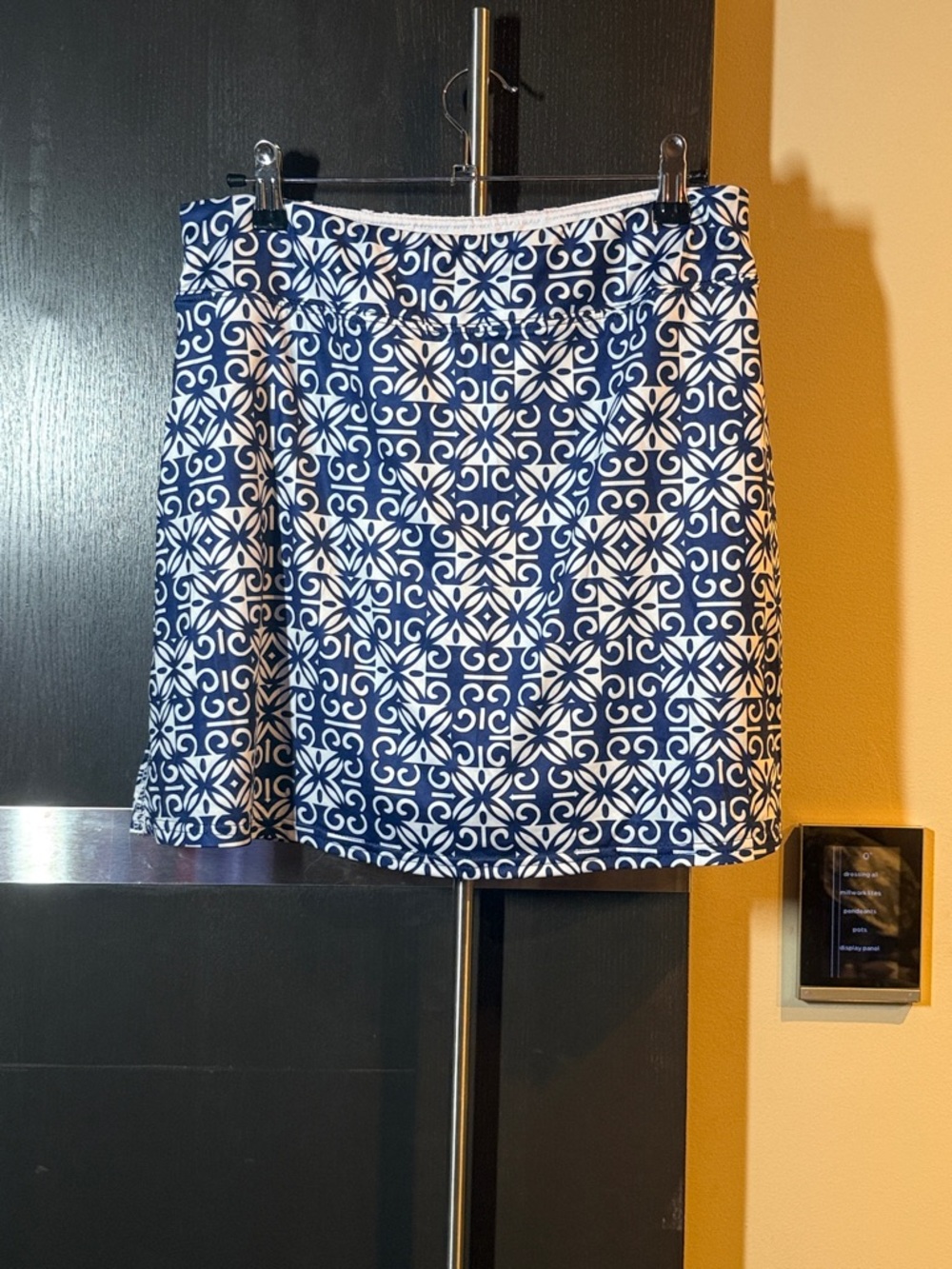 Navy & White Geometric A-Line Skort